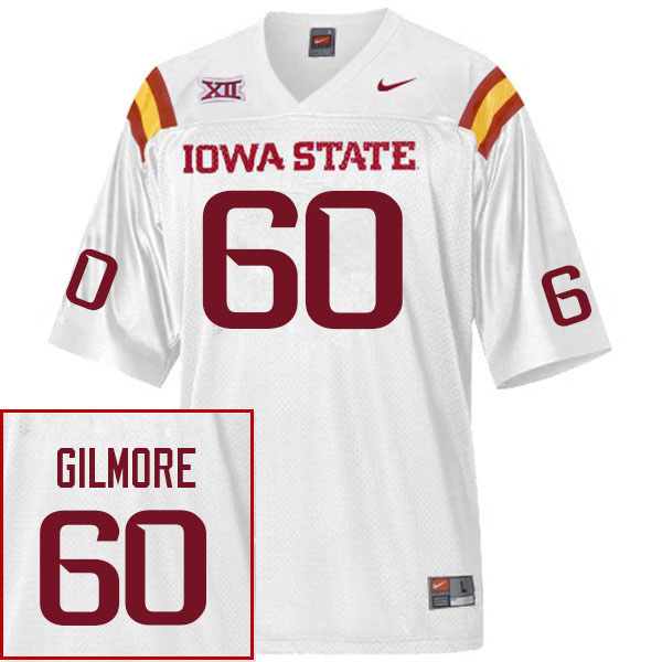 Men #60 Aidan Gilmore Iowa State Cyclones College Football Jerseys Stitched Sale-White